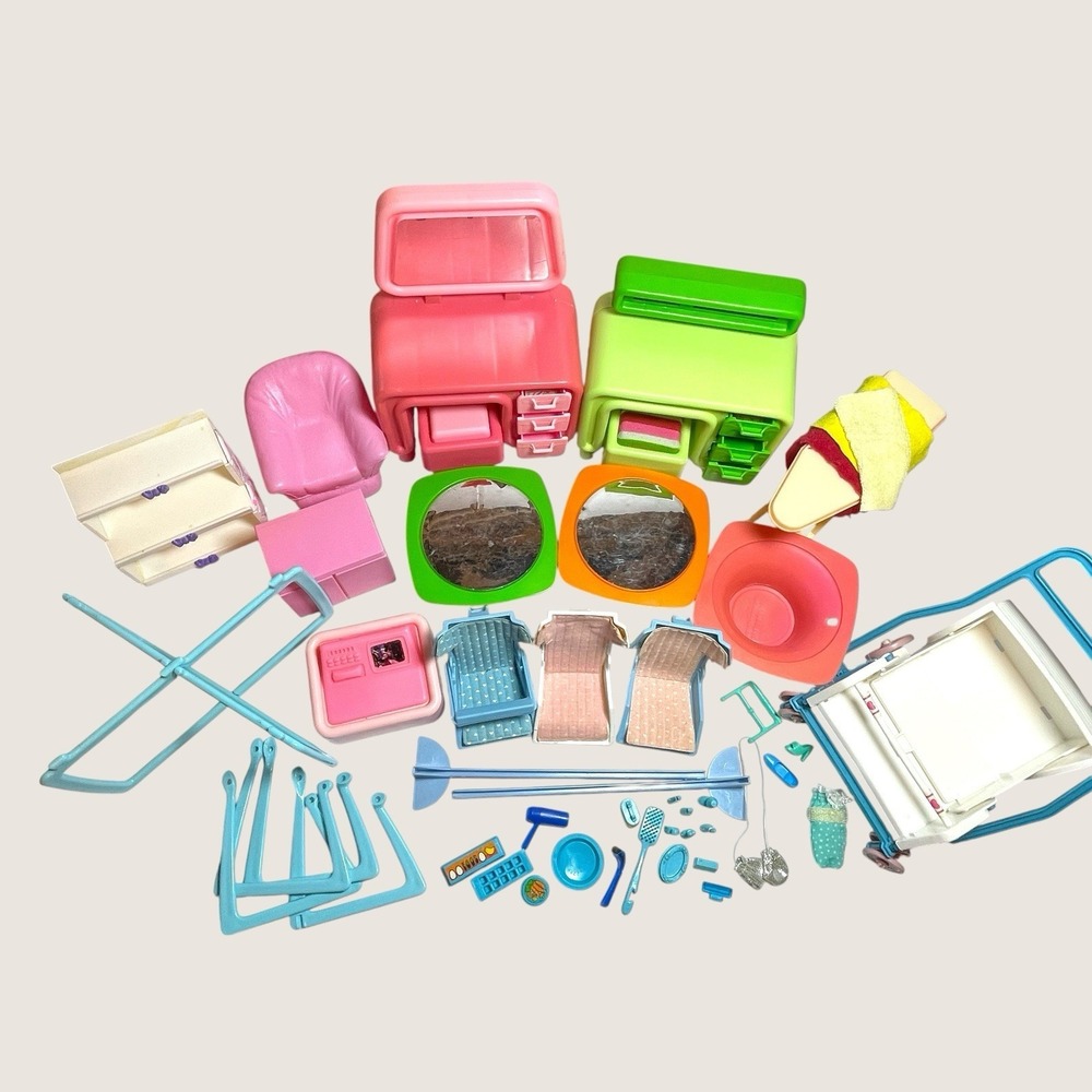 BIG  Lot of‎ Vintage Barbie Dream House Furniture 70's & 80's Vanity Desk Tables